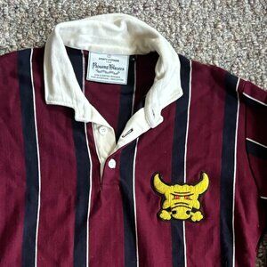 Rowing Blazers Burgundy and Navy Striped Rugby Shirt